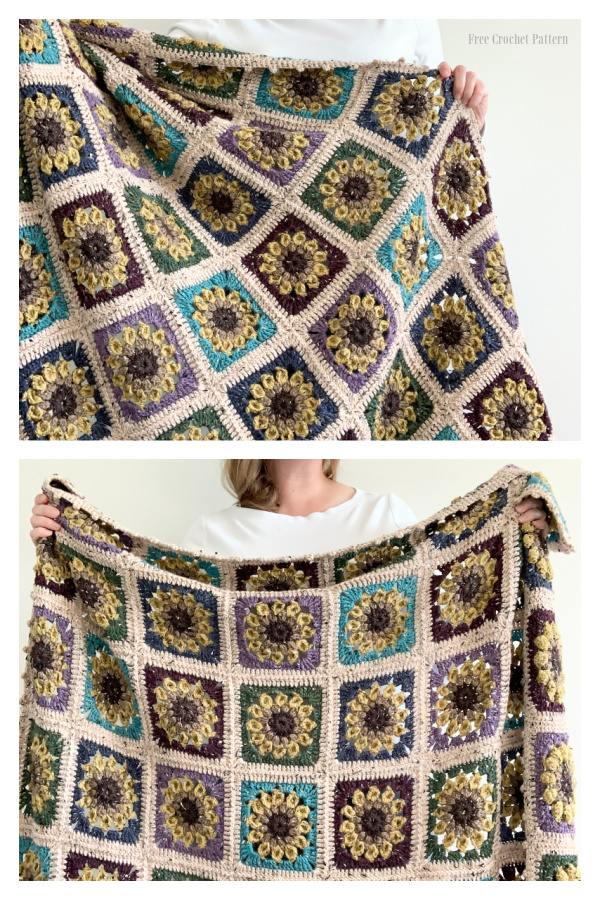 Autumn Sunflower Blanket Free Crochet Pattern