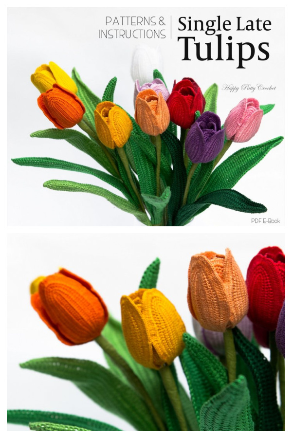 Single Late Tulip Flower Crochet Patterns 