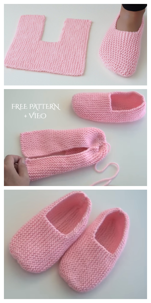 Easy Garter Stitch Slippers Free Knitting Pattern + Video