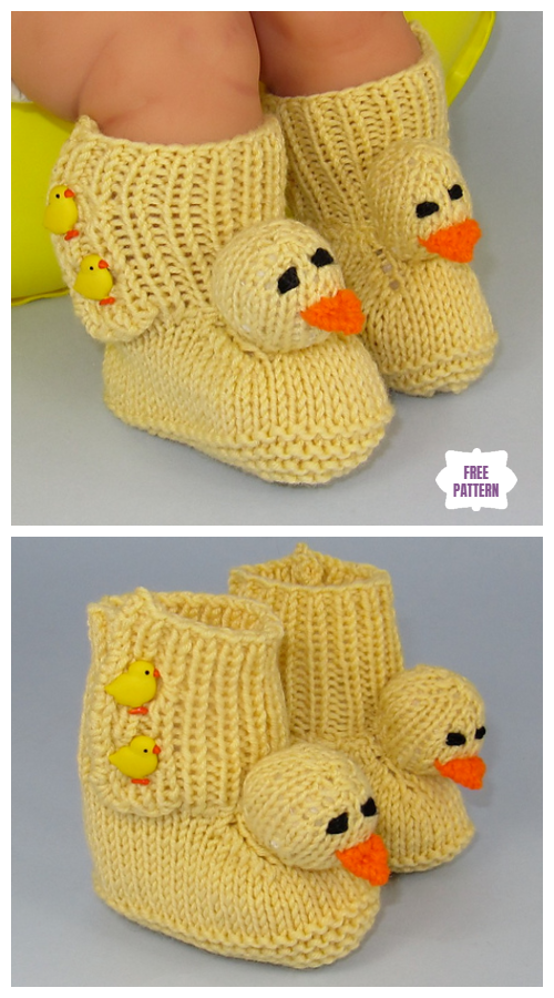 Knit Duck Baby Booties Free Knitting Pattern