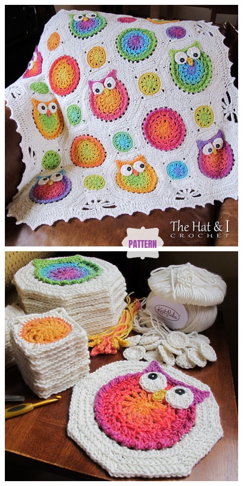 Owl Granny Square Blanket Crochet Pattern