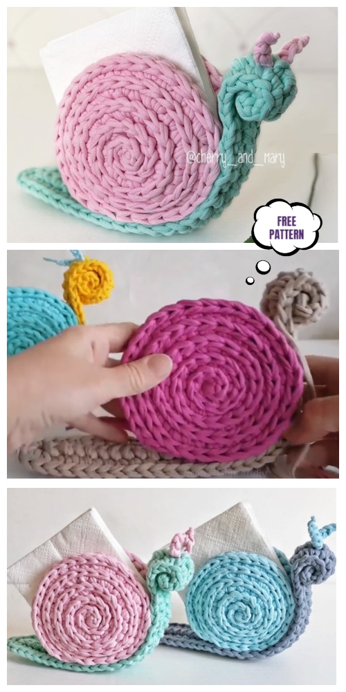 Snail Napkin Holder Free Crochet Pattern - Video