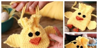 Easter Chick Drawstring Bag Free Crochet Pattern