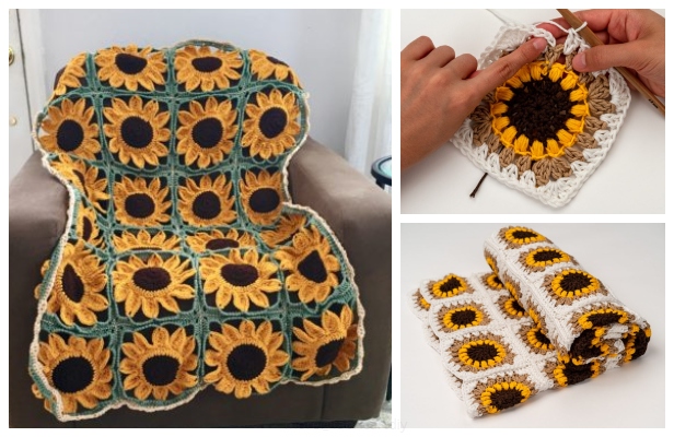 Sunflower Blanket Free Crochet Patterns