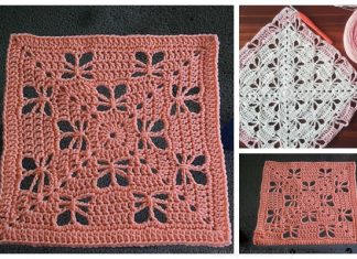 Butterfly Garden Square Afghan block Free Crochet Pattern Butterfly Garden Square Afghan block Free Crochet Pattern