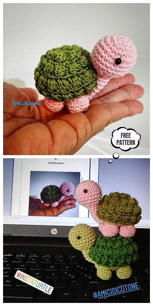 Crochet Bobble Stitch Turtle Amigurumi Free Patterns