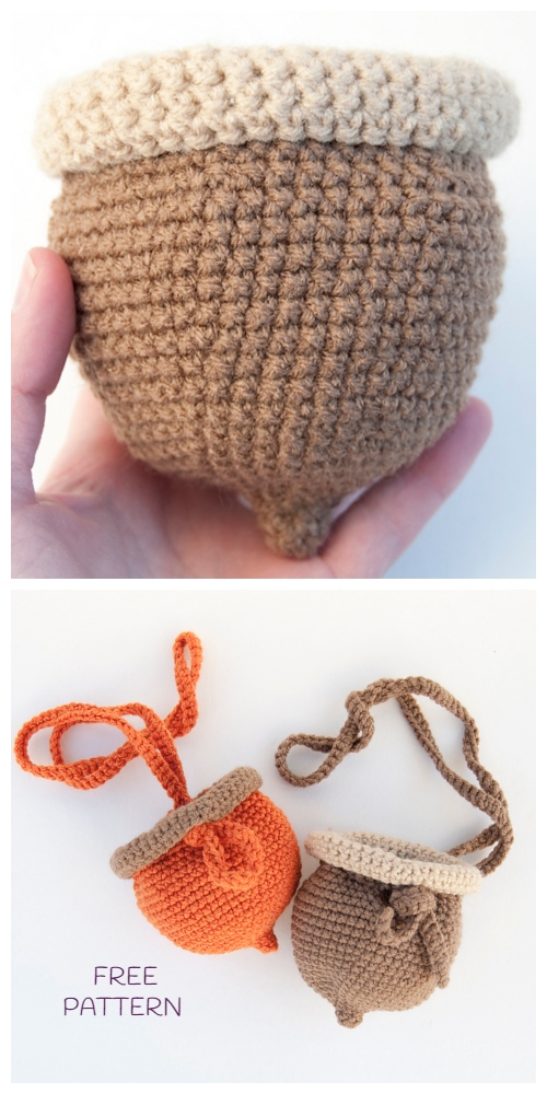 Crochet Little Miss's Acorn Pouch Free Crochet Pattern  