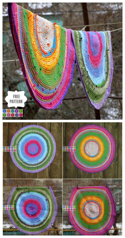 Crochet Recycled Old T-shirts Rug Free Patterns + Video