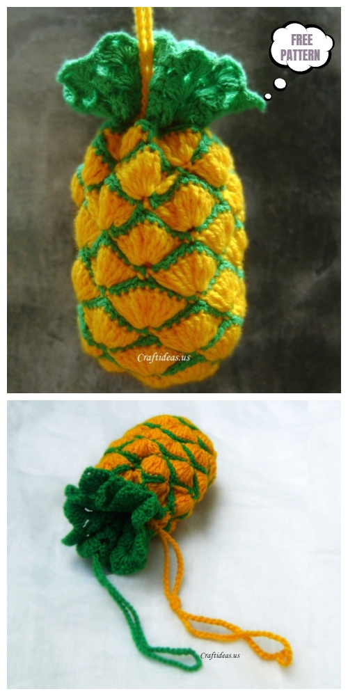 Drawstring Pineapple Bag Free Crochet Patterns