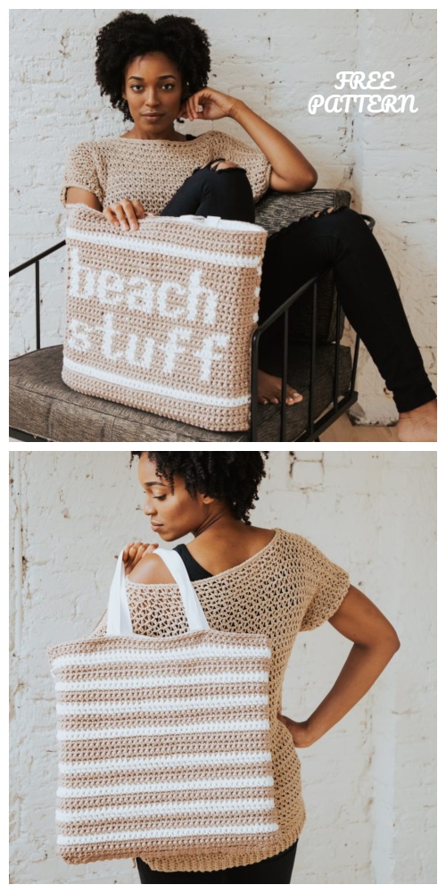 Crochet Beach Stuff Tote Bag Free Crochet Pattern