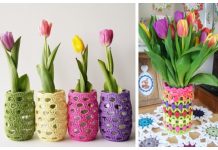 Spring Mason Jar Cozy Free Crochet Patterns + Video Spring Mason Jar Cozy Free Crochet Patterns + Video