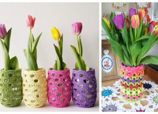 Spring Mason Jar Cozy Free Crochet Patterns + Video Spring Mason Jar Cozy Free Crochet Patterns + Video