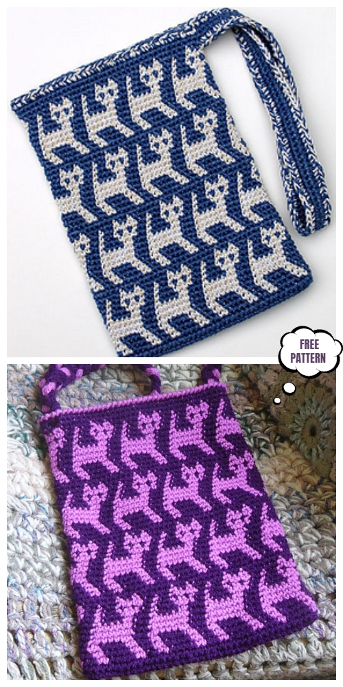 Tapestry Crochet Kitty Bag Free Crochet Pattern