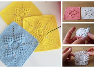 Vintage Popcorn Granny Square Free Crochet Pattern + Video Vinrage Popcorn Granny Square Free Crochet Pattern + Video