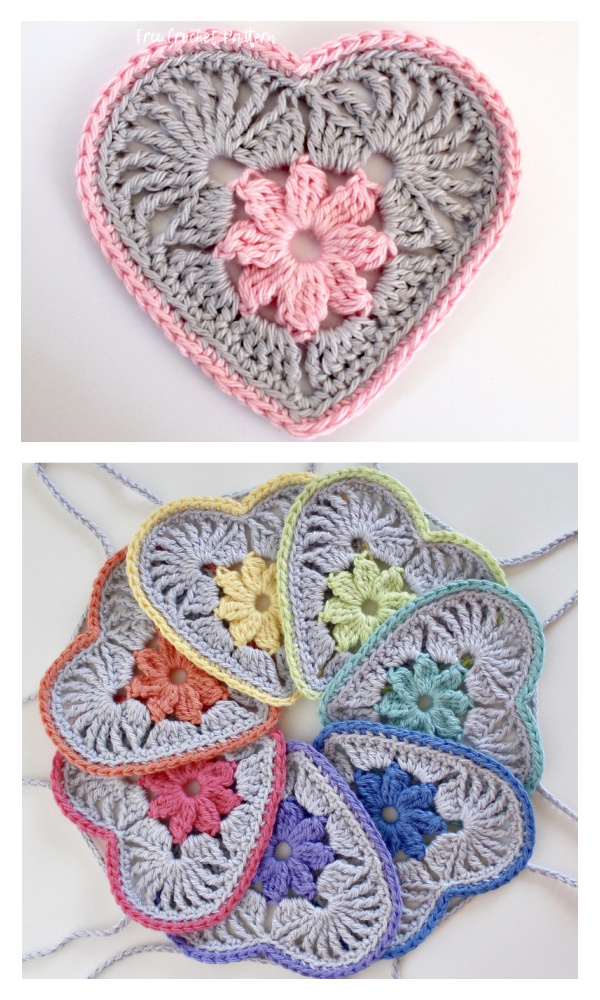 Heart in Bloom Motif Square Crochet Pattern