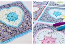 Heart in Bloom Motif Square Crochet Pattern Heart in Bloom Motif Square Crochet Pattern