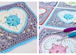 Heart in Bloom Motif Square Crochet Pattern Heart in Bloom Motif Square Crochet Pattern