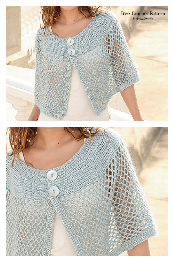 Milano Shoulder Wrap Lace Poncho Free Crochet Pattern