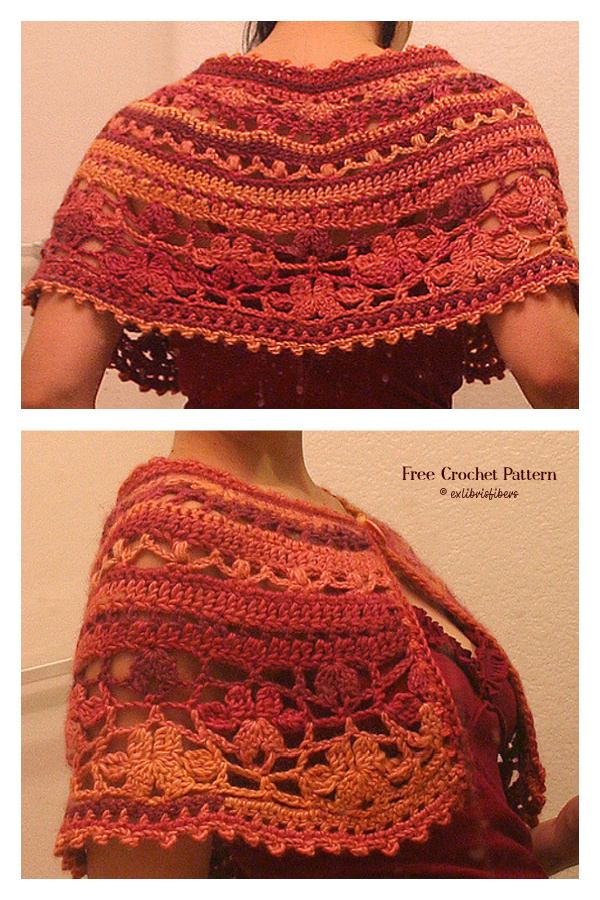 Flower Shoulder Wrap Lace Poncho Free Crochet Pattern