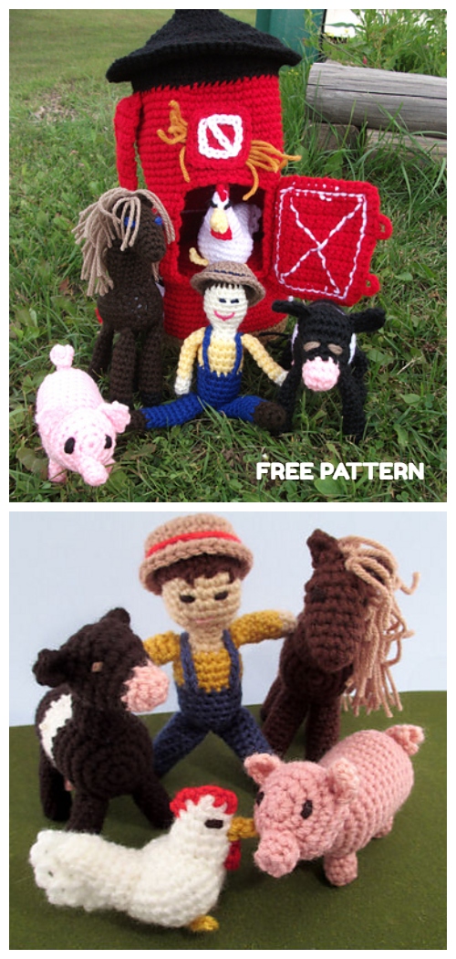 Carry Along Barn Gang Animals Play Set Free Crochet Patterns