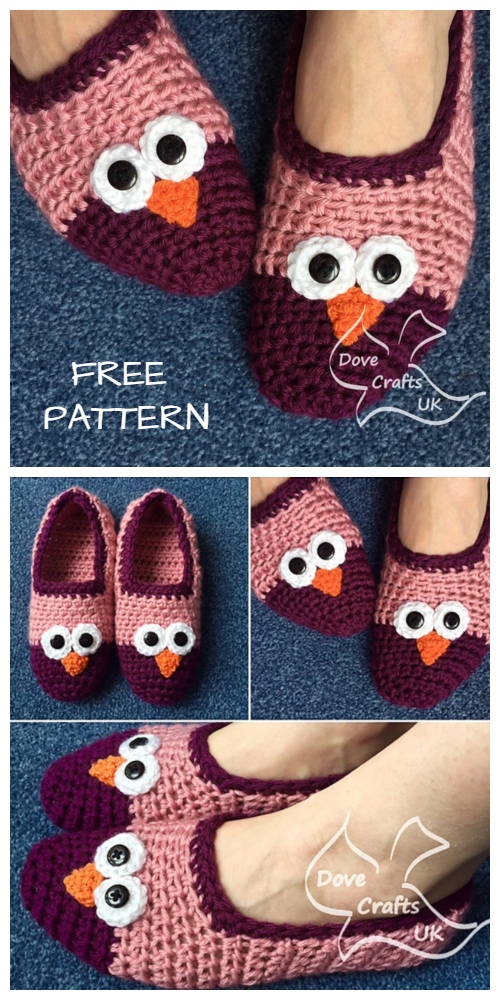 Crochet Adult Owl Slippers Free Crochet Patterns