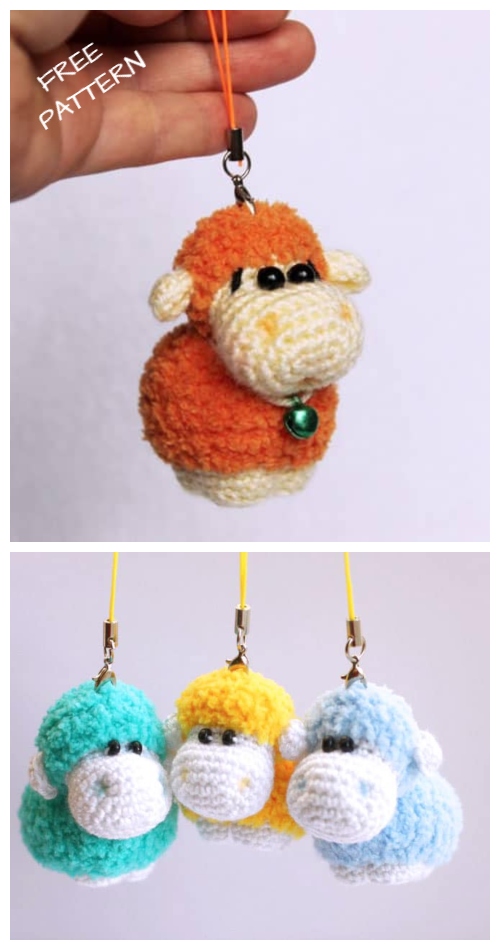 Crochet Sheep Keychain Anigurumi Free Patterns