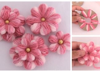 DIY Embroidery Yarn Flowers with Cardboard Tutorial + Video DIY Embroidery Yarn Flowers with Cardboard Tutorial + Video
