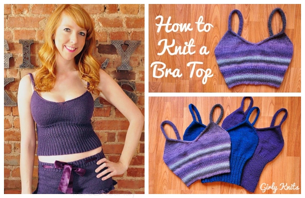 Knit Girly Bra Top Free Knitting Pattern+Video