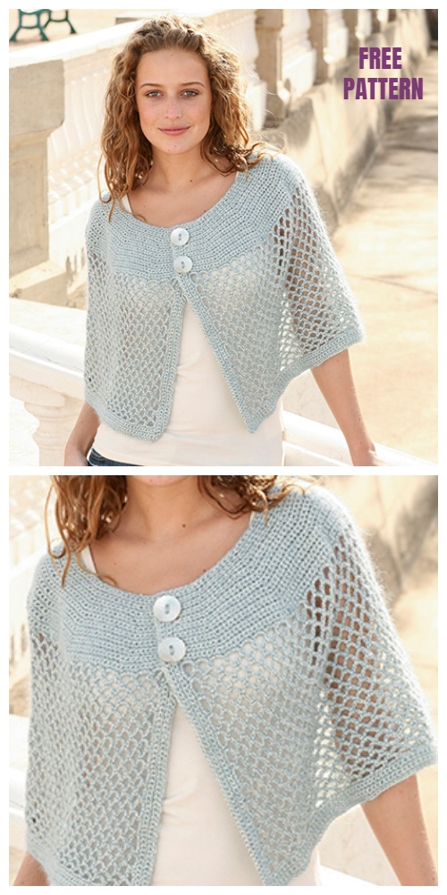 Milano Shoulder Wrap Lace Poncho Free Crochet Pattern