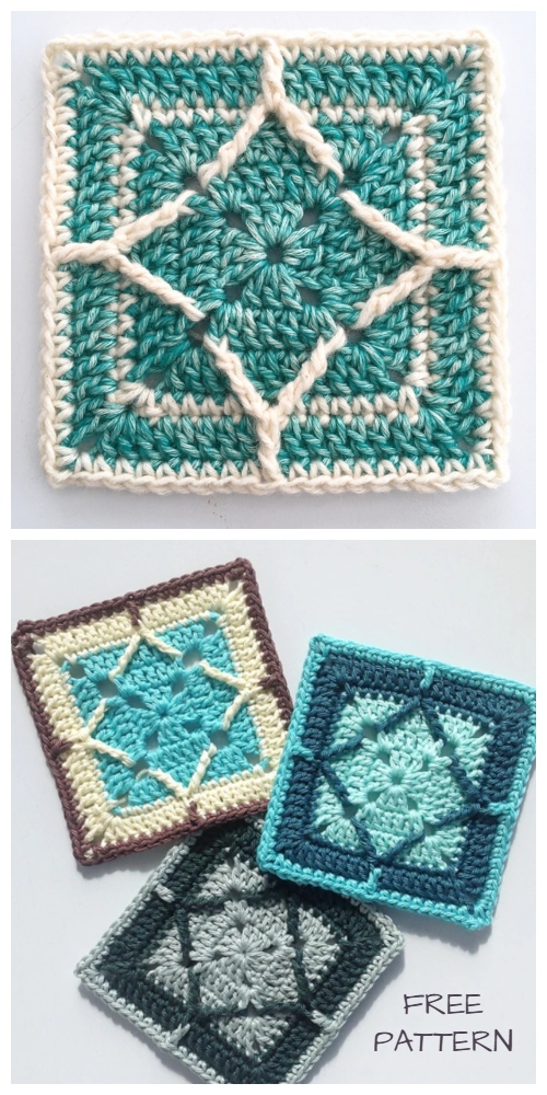 Northern Diamond Square Free Crochet Pattern + Video