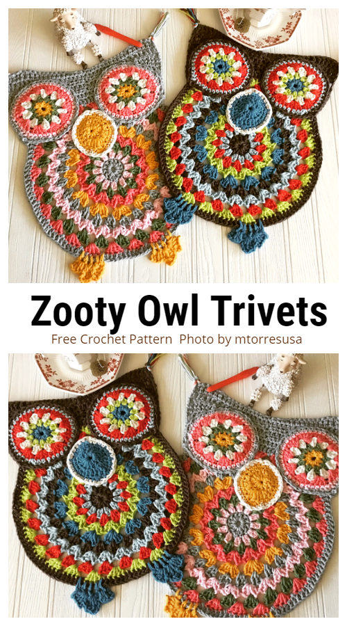 Zooty Owl Trivet Potholder Free Crochet Patterns
