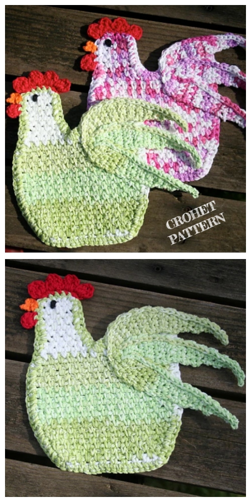 Rooster Pot Holder/Coaster Crochet Pattern 
