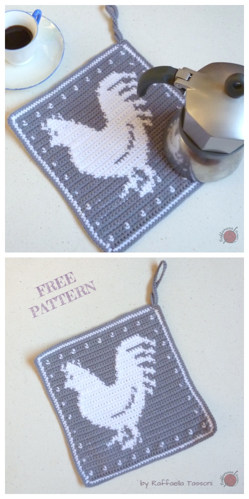 Rooster Pot Holder Free Crochet Pattern 