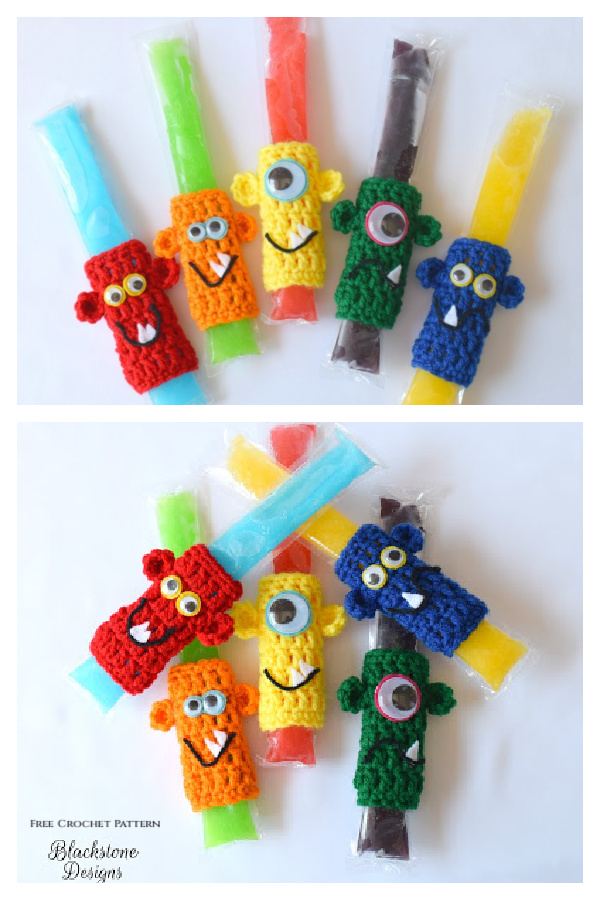 Fun Monster Ice Pop Holder Free Crochet Patterns