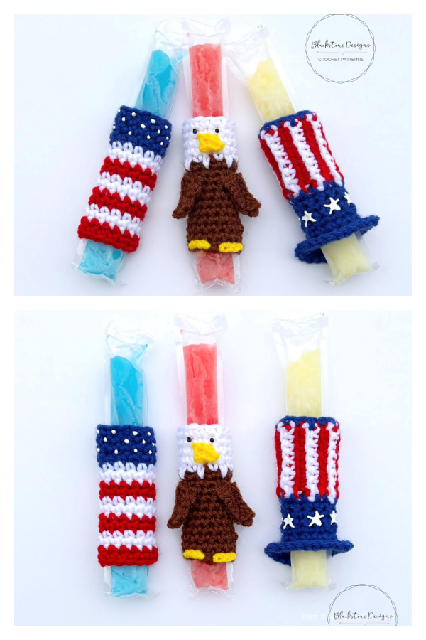 Americana Ice Pop Holders Free Crochet Pattern