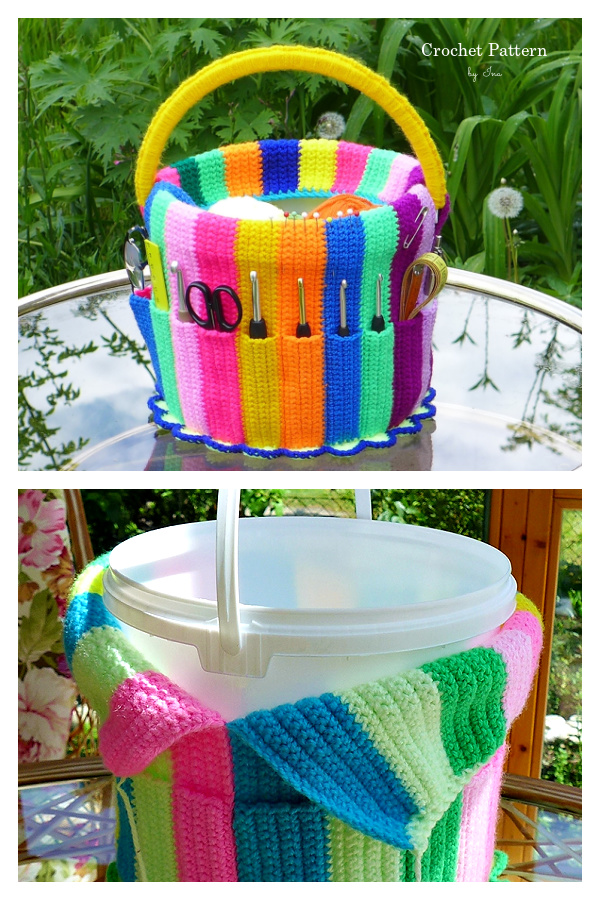 Bucket Tool Caddy Cover for Crochet Hooks Crochet Pattern