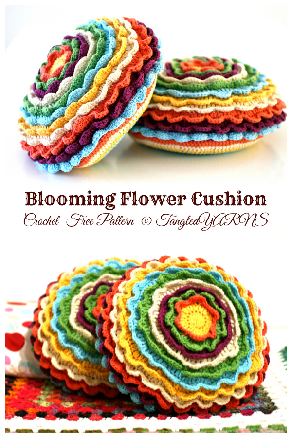 Crochet Blooming Flower Cushion Free Crochet Pattern + Video