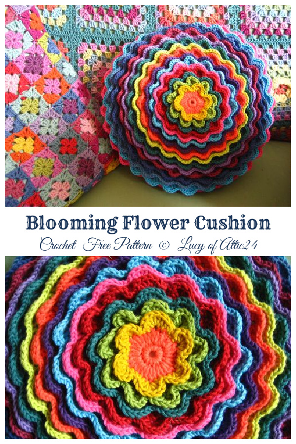 Blooming Flower Cushion Free Crochet Pattern + Video