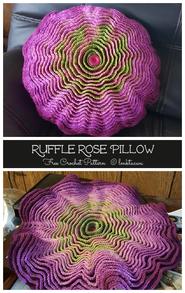 Ruffle Rose Pillow Free Crochet Pattern 