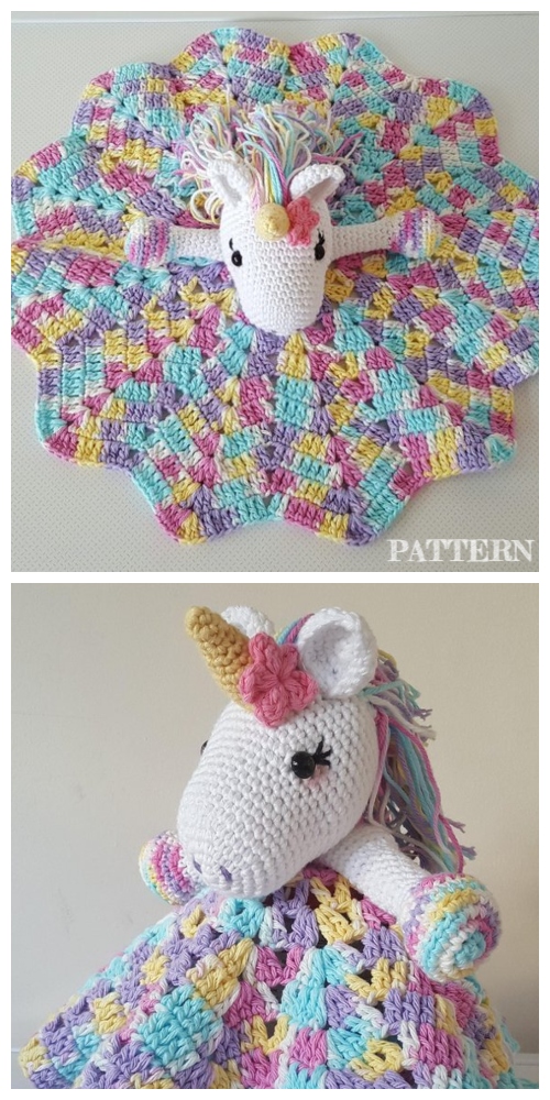 Amigurumi Unicorn Security Blanket  Crochet Patterns