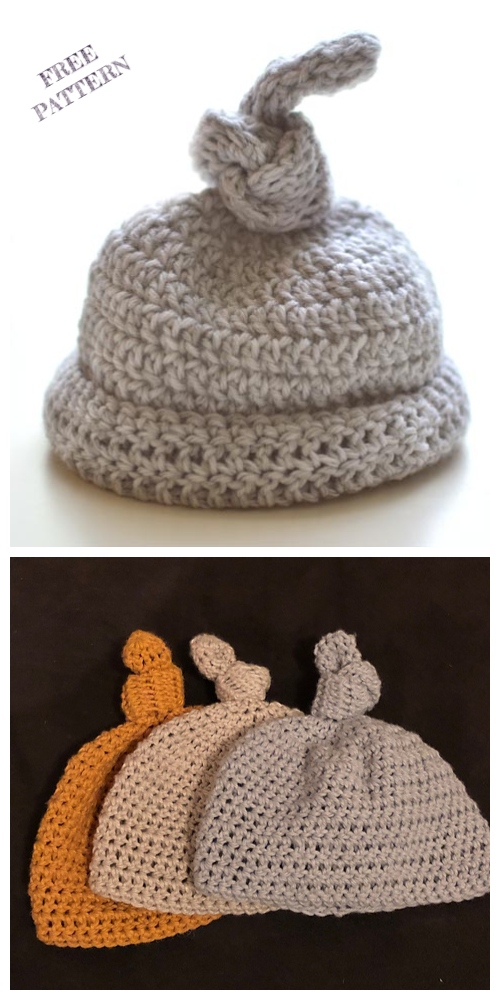 Easy Crochet Baby Top Knot Hat Free Crochet Patterns