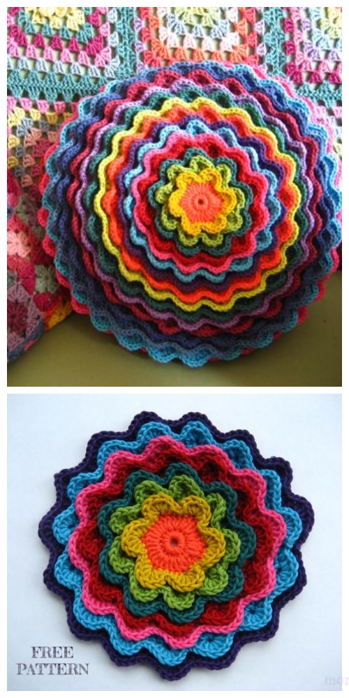Crochet Blooming Flower Cushion Free Crochet Pattern + Video