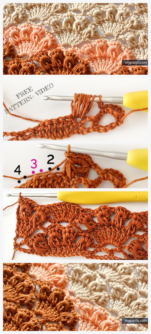 Crochet Broomstick Shell Stitch Free Crochet Pattern + Video