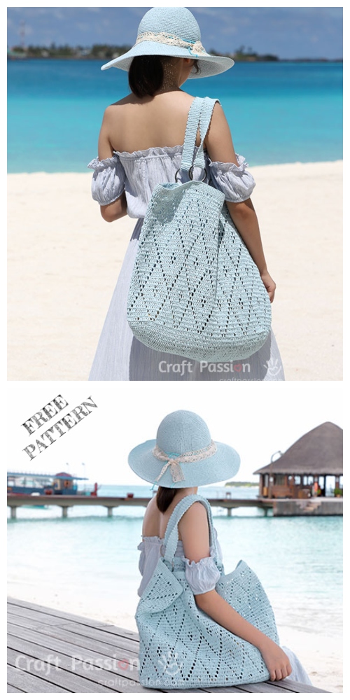 Crochet Diamond Stitch Tote Bag Free Crochet Pattern