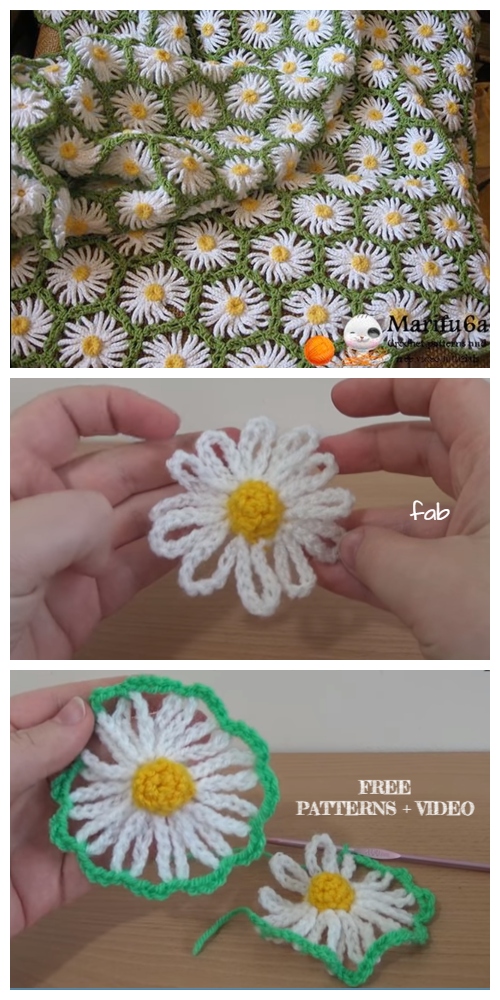 Crochet Easy Daisy Flower Blanket Free Crochet Pattern + Video