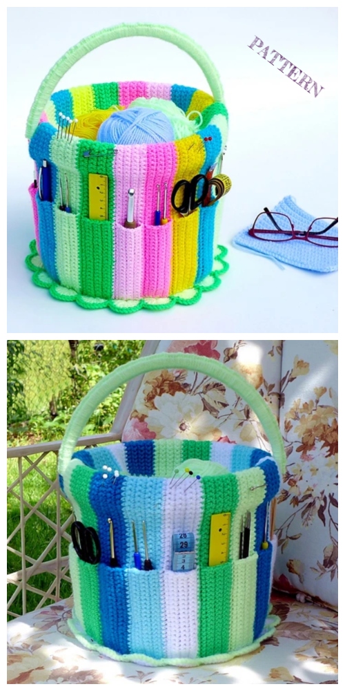 Handicraft Bucket Yarn Hook Organizer Crochet Pattern