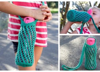 Knit Bishi Net Water Bottle Carrier Free Knitting Pattern Knit Bishi Net Water Bottle Carrier Free Knitting Pattern