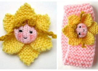 Knit Daffodil Doll Baby Headband Free Knitting Pattern Knit Daffodil Doll Baby Headband Free Knitting Pattern