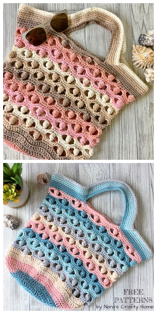 Crochet Sea Shell Market Bag Free Crochet Pattern + Video
