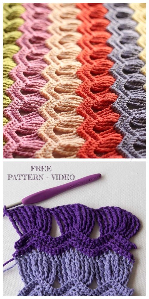 Crochet Vintage Fan Ripple Stitch Blanket Free Crochet Pattern + Video